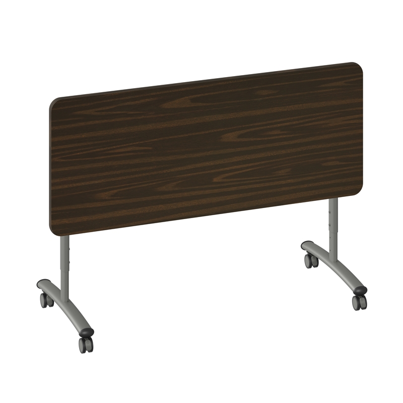 Correll Premium Sit to Stand  Flip Top Table 30x60 Walnut Wood Laminate