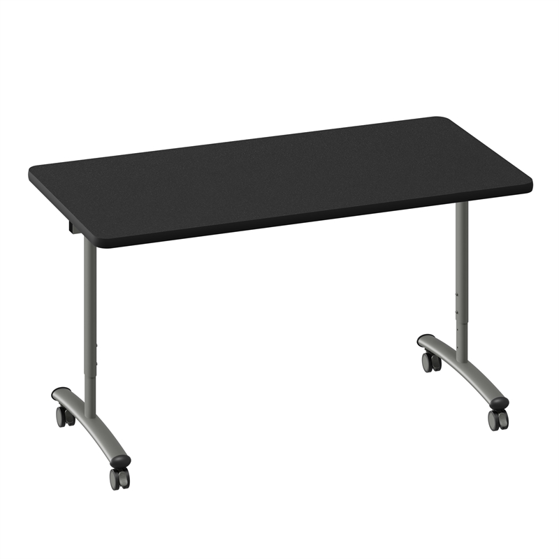 Correll Premium Sit to Stand  Flip Top Table 30x60 Black Wood Laminate