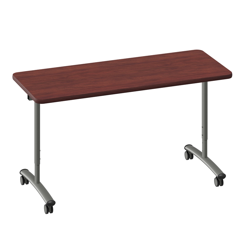 Correll Premium Sit Stand  Flip Top Nesting Table 24x60 Mahogany Wood Laminate