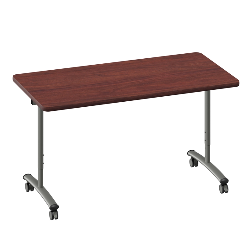 Correll Premium Sit to Stand  Flip Top Table 30x60 Mahogany Wood Laminate