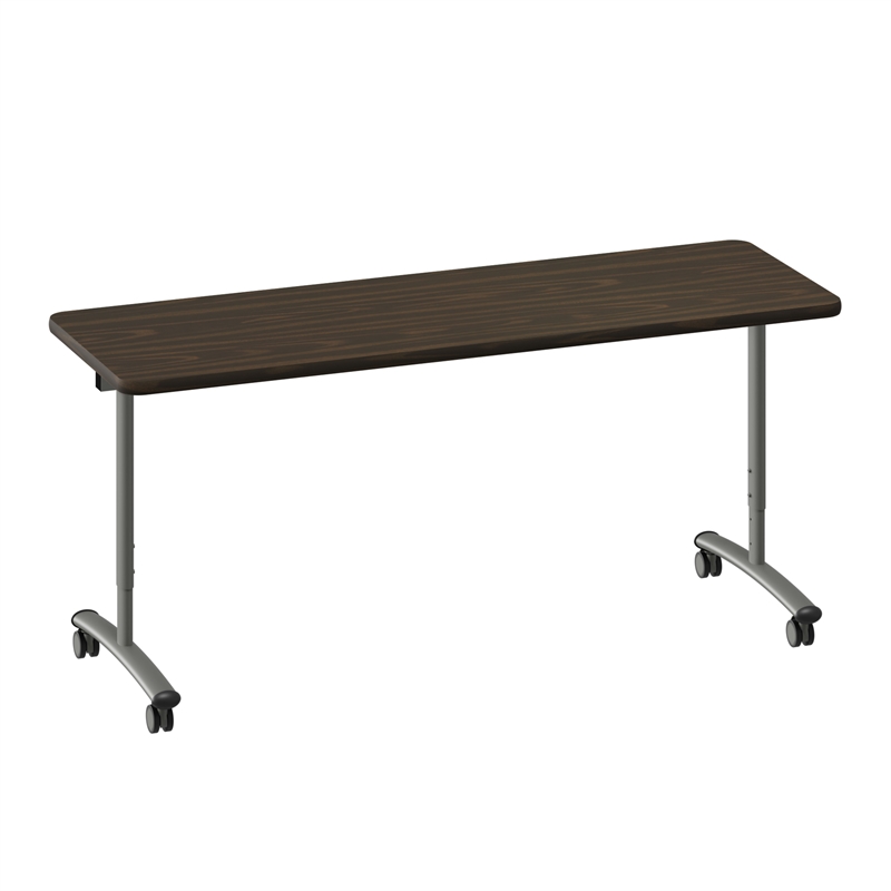 Correll Premium Sit to Stand  Flip Top Table 24x72 Walnut Wood Laminate