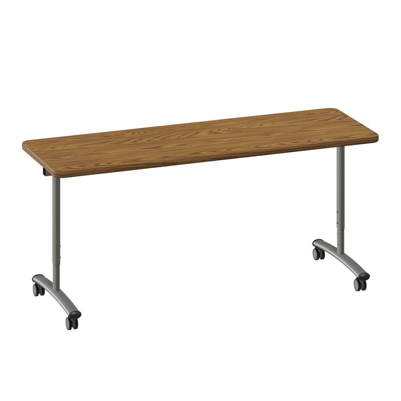 Correll Premium Sit to Stand  Flip Top Table 24x72 Medium Oak Wood Laminate