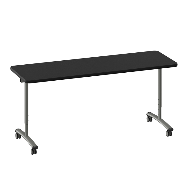 Correll Premium Sit to Stand  Flip Top Table 24x72 Black Granite Wood Laminate