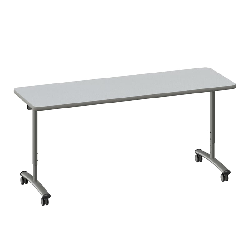 Correll Premium Sit to Stand  Flip Top Table 24x72 Gray Wood Laminate