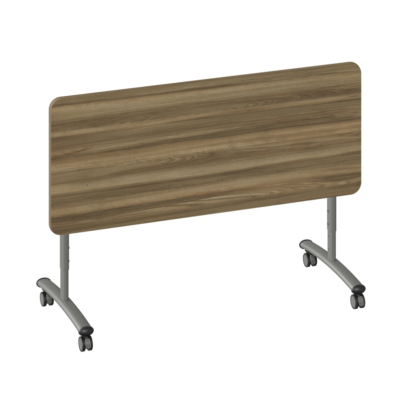 Correll Premium Sit to Stand  Flip Top Table 30x60 Hickory Brown Wood Laminate