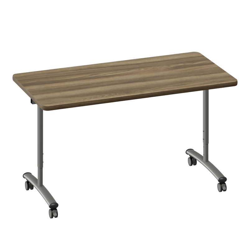 Correll Premium Sit to Stand  Flip Top Table 30x60 Hickory Brown Wood Laminate