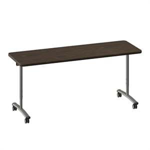 Correll Premium Sit to Stand  Flip Top Table 30x72 Walnut Wood Laminate