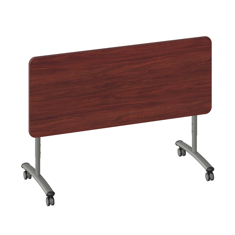 Correll Premium Sit to Stand  Flip Top Table 30x72 Mahogany Wood Laminate