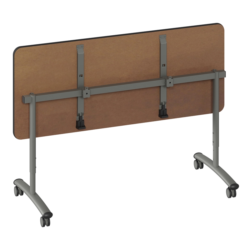 Correll Premium Sit to Stand  Flip Top Table 30x72 Mahogany Wood Laminate