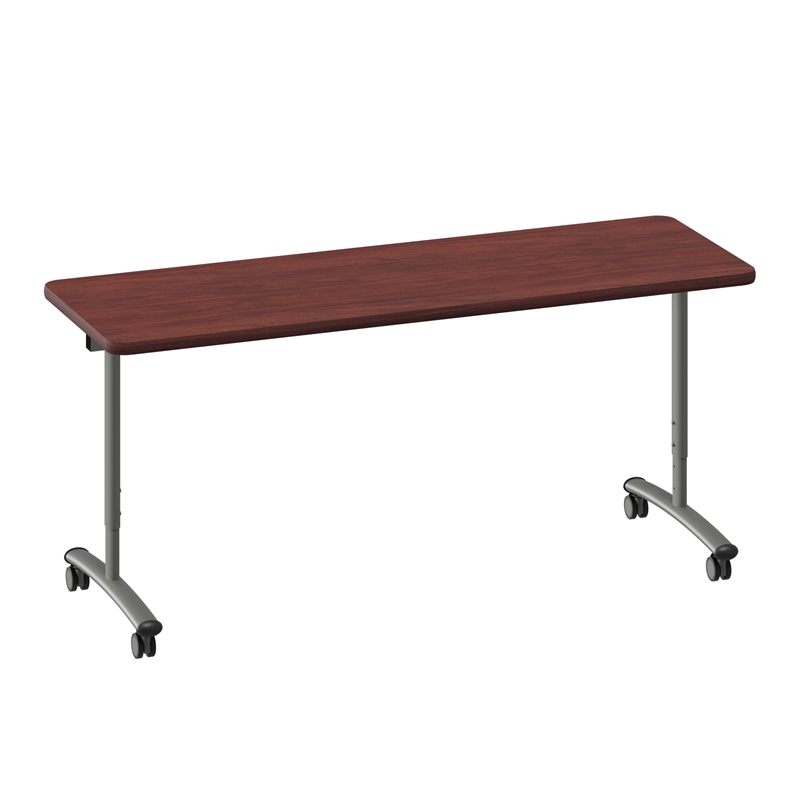 Correll Premium Sit to Stand  Flip Top Table 30x72 Mahogany Wood Laminate