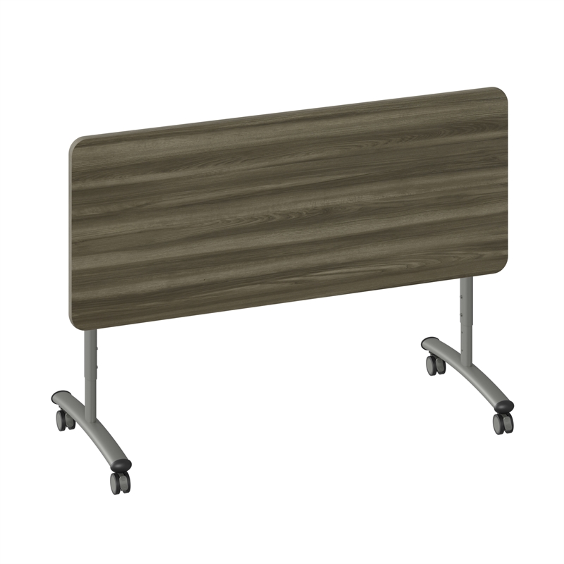 Correll Premium Sit to Stand  Flip Top Table 30x72 Driftwood Wood Laminate