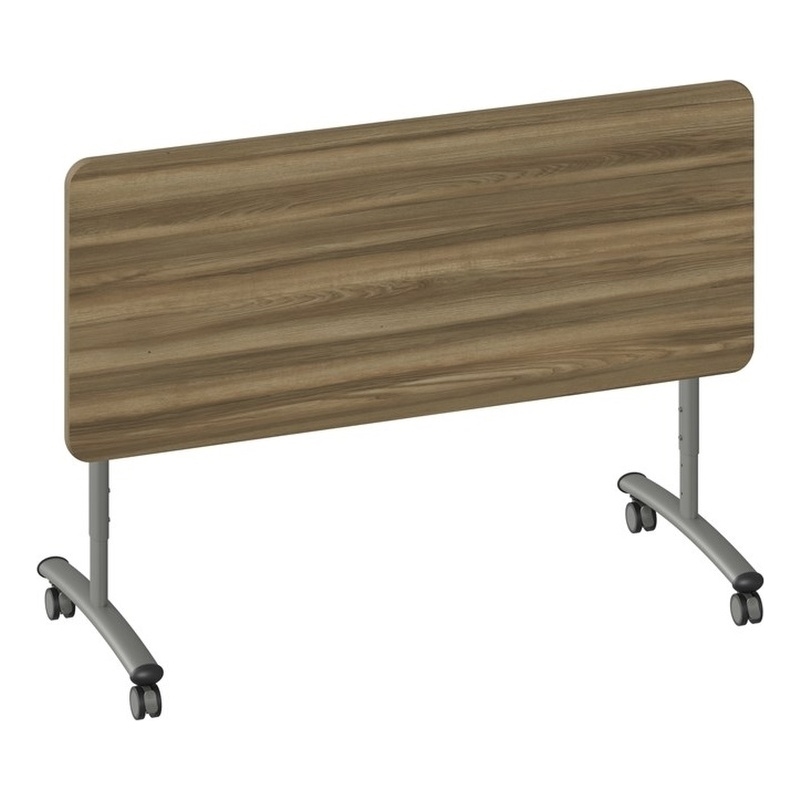 Correll Premium Sit to Stand  Flip Top Table 30x72 Hickory Brown Wood Laminate