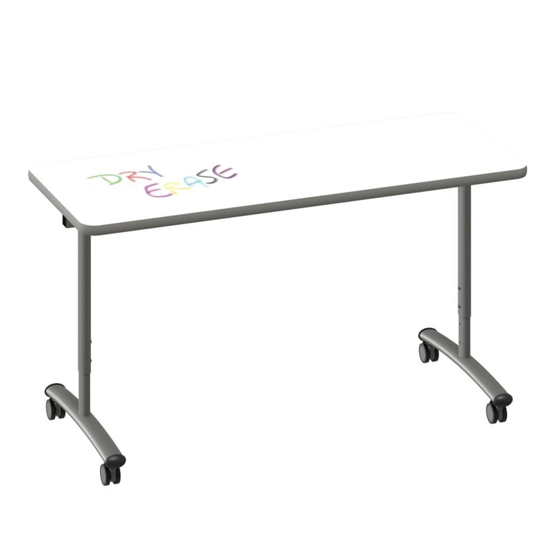 Premium Dry Erase Markerboard Top Flip Top Table Frosty White Wood Laminate