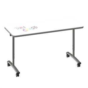 Premium Dry Erase Markerboard Top Flip Top Table Frosty White Wood Laminate