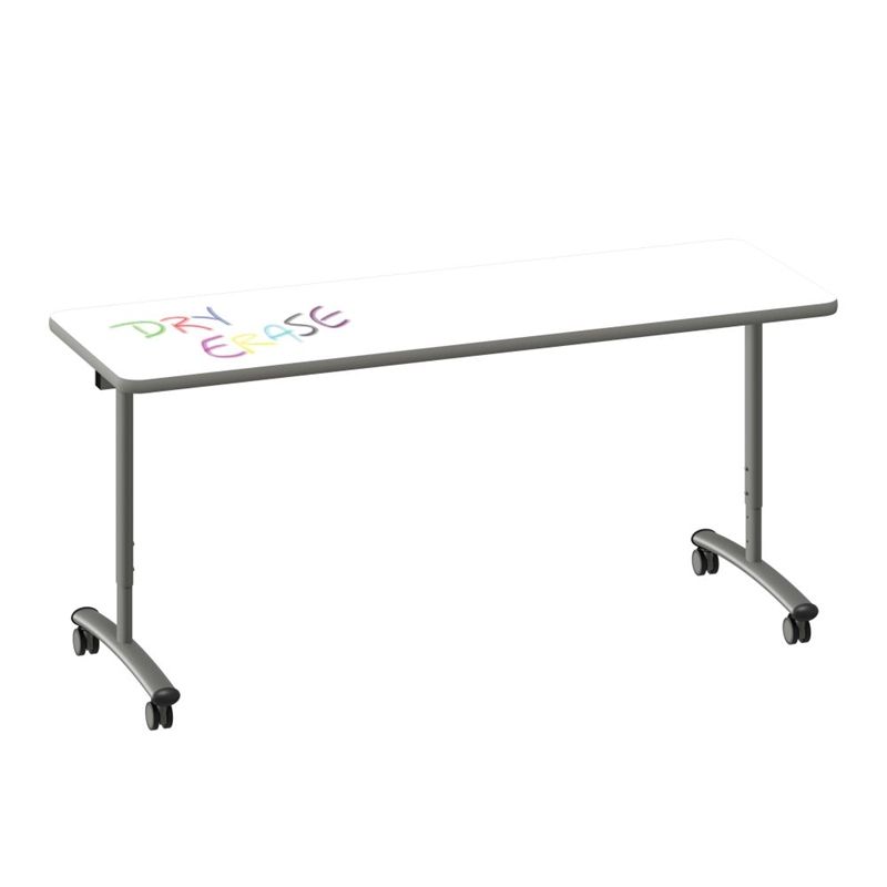 Premium Dry Erase Markerboard Top Flip Top Table Frosty White Wood Laminate