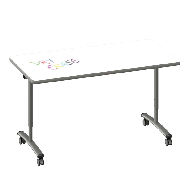 Premium Dry Erase Markerboard Top Flip Top Table Frosty White Wood laminate