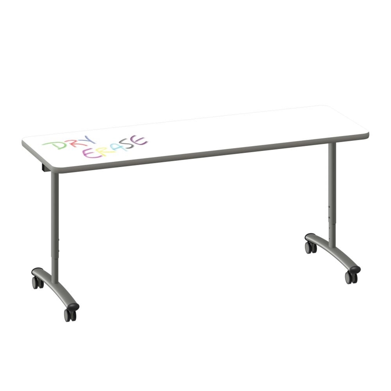 Premium Dry Erase Markerboard Top Flip Top Table Frosty White Wood Laminate