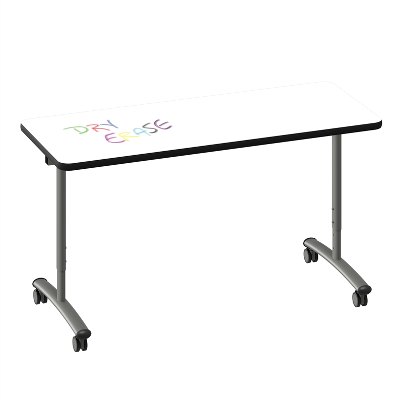 Premium Dry Erase Markerboard Top Flip Top Table White Wood Laminate