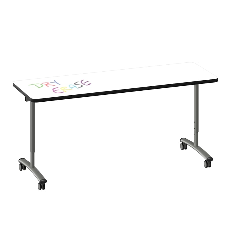 Premium Dry Erase Markerboard Top Flip Top Table White Wood Laminate