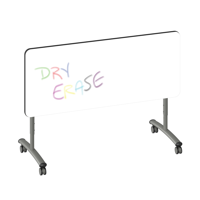 Premium Dry Erase Markerboard Top Flip Top Table White Wood Laminate
