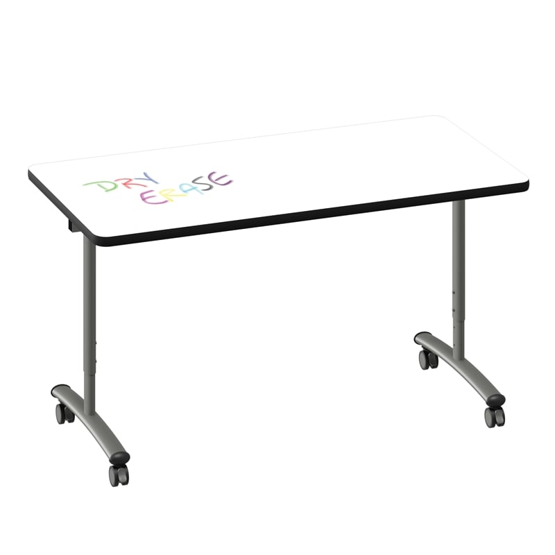 Premium Dry Erase Markerboard Top Flip Top Table White Wood Laminate