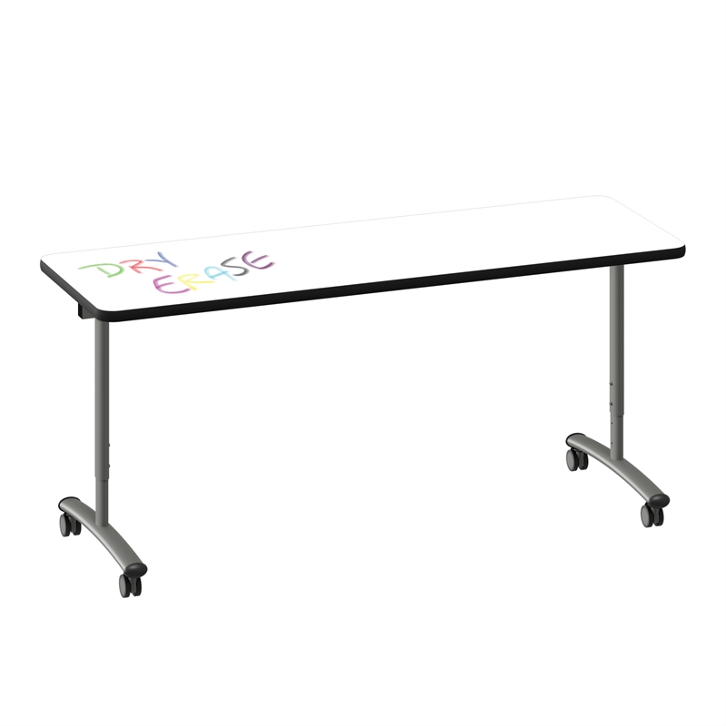 Premium Dry Erase Markerboard Top Flip Top Table White Wood Laminate