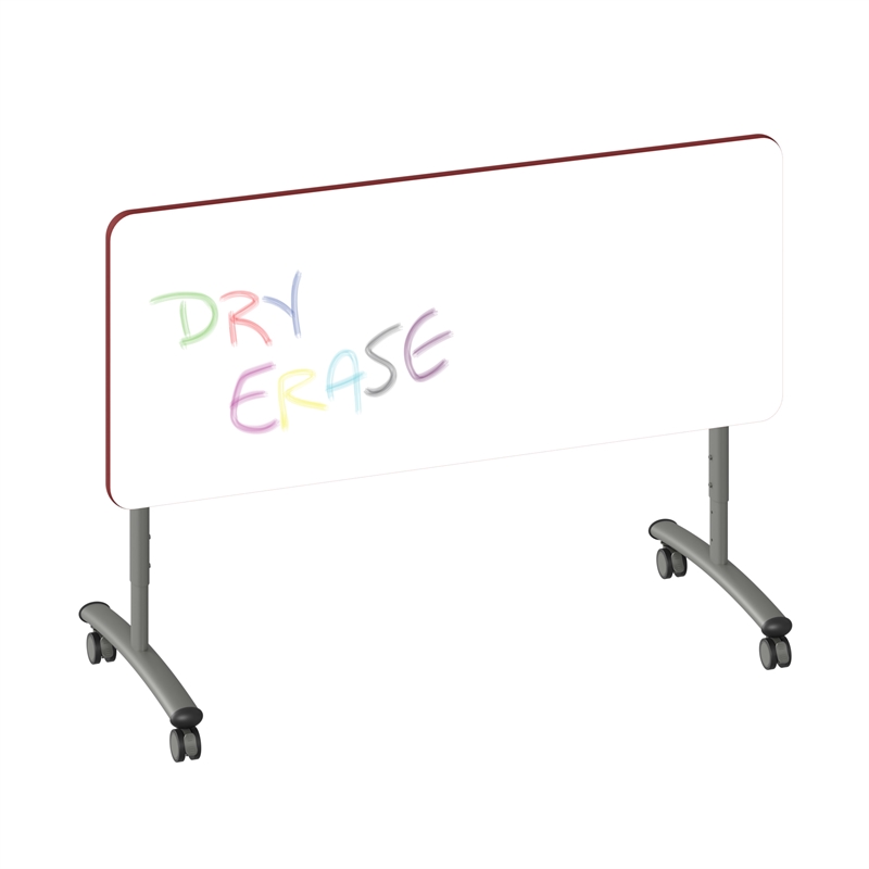 Premium Dry Erase Markerboard Top Flip Top Table White Wood Laminate