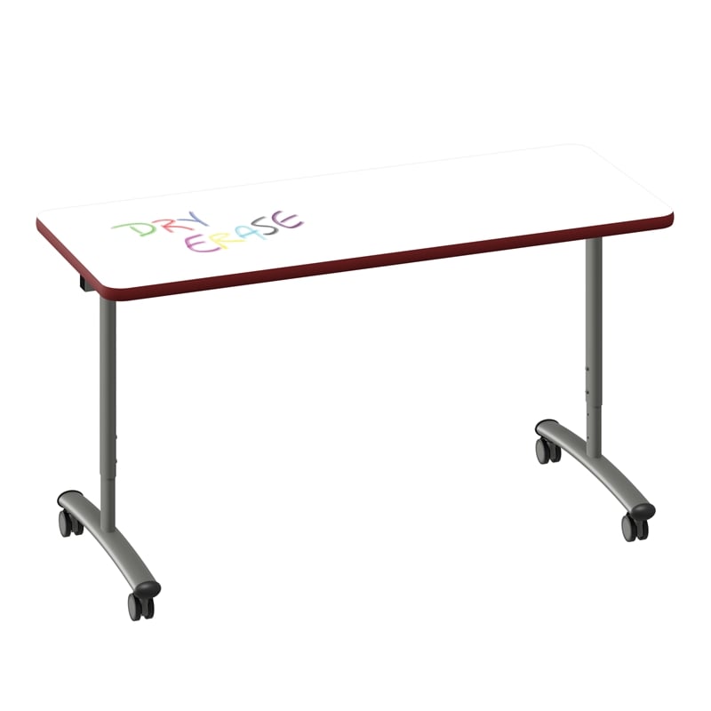 Premium Dry Erase Markerboard Top Flip Top Table White Wood Laminate