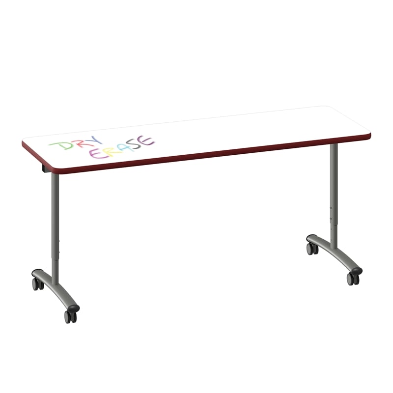 Premium Dry Erase Markerboard Top Flip Top Table White Wood Laminate