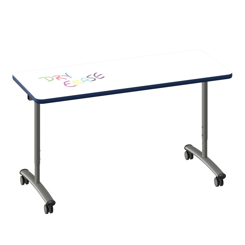 Premium Dry Erase Markerboard Top Flip Top Table White Wood Laminate