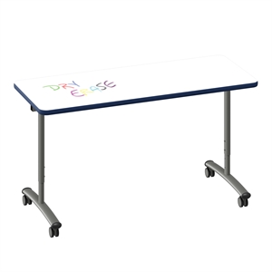 Premium Dry Erase Markerboard Top Flip Top Table White Wood Laminate