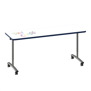 Premium Dry Erase Markerboard Top Flip Top Table White Wood Laminate