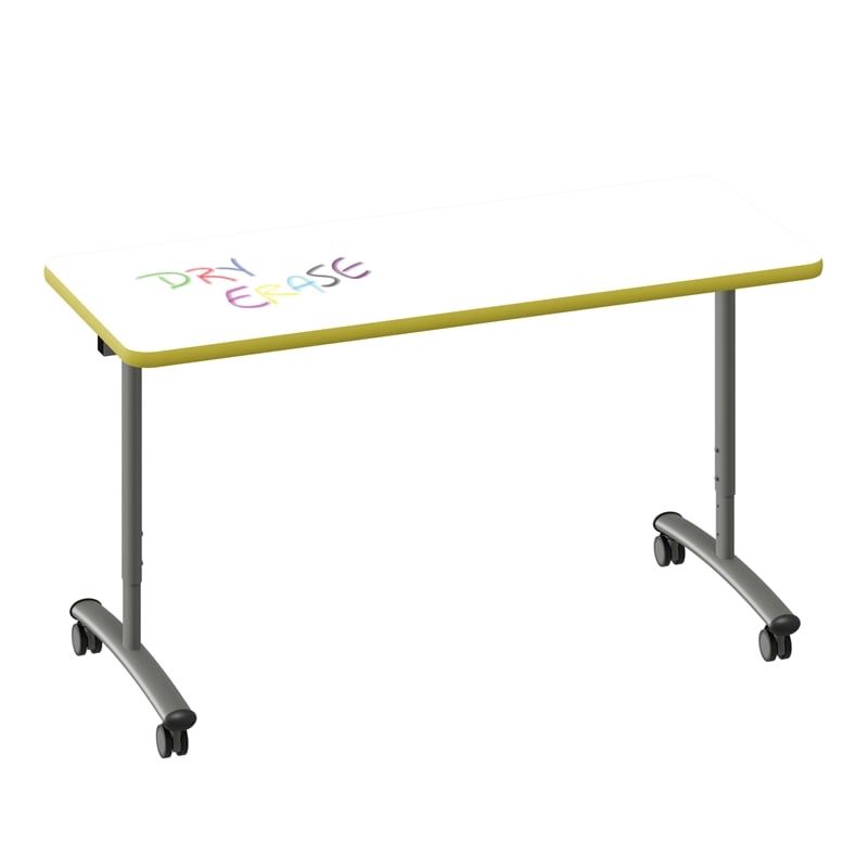 Premium Dry Erase Markerboard Top Flip Top Table White Wood Laminate
