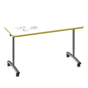 Premium Dry Erase Markerboard Top Flip Top Table White Wood Laminate