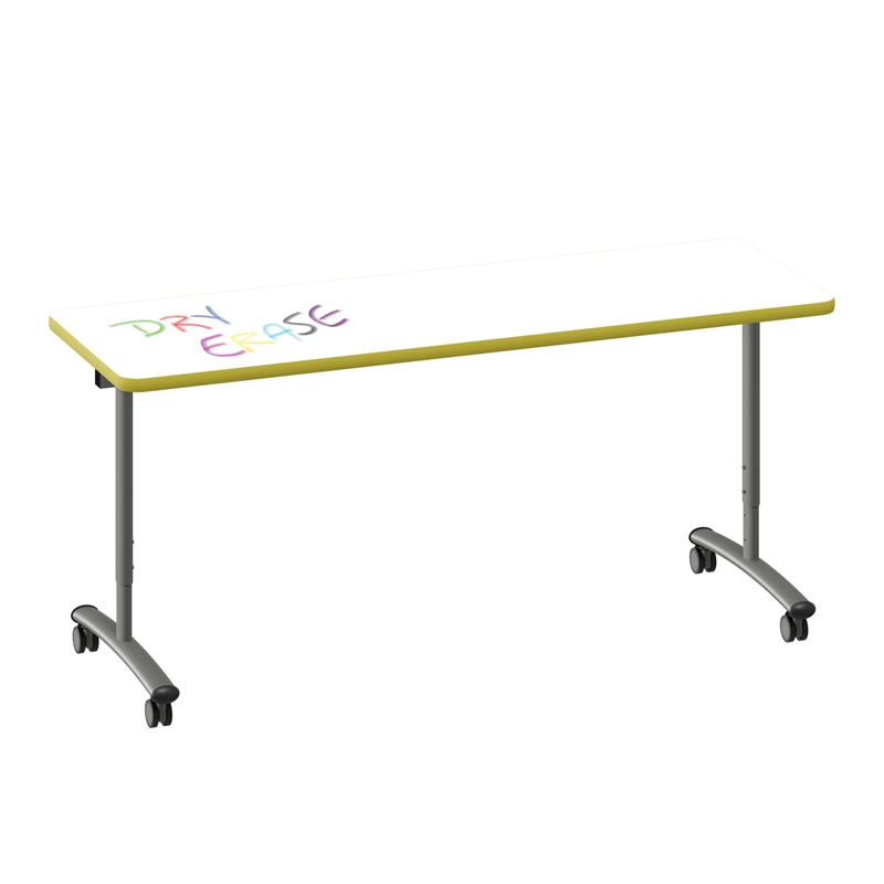 Premium Dry Erase Markerboard Top Flip Top Table White Wood Laminate