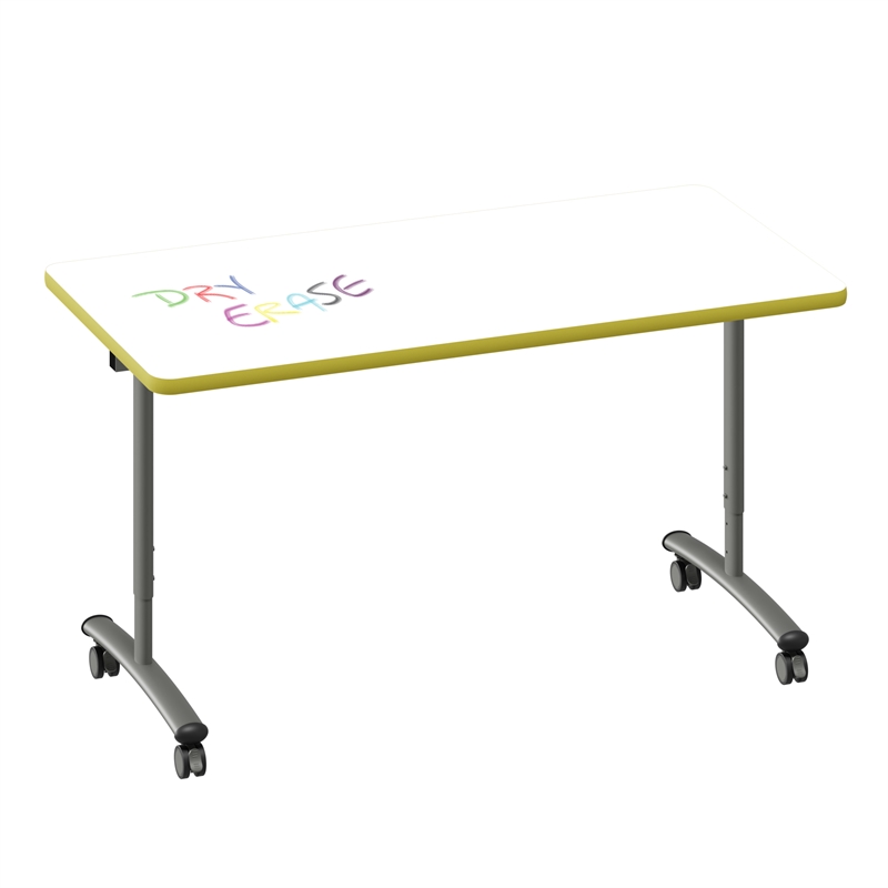Premium Dry Erase Markerboard Top Flip Top Table White Wood Laminate