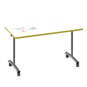 Premium Dry Erase Markerboard Top Flip Top Table White Wood Laminate