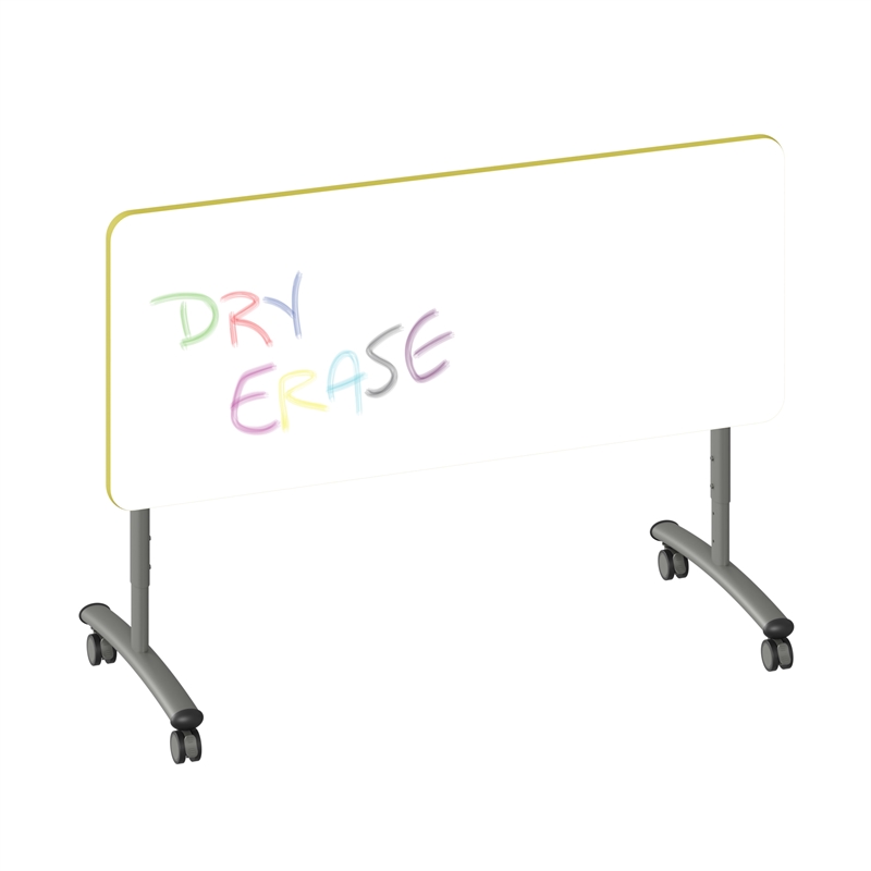 Premium Dry Erase Markerboard Top Flip Top Table White Wood Laminate