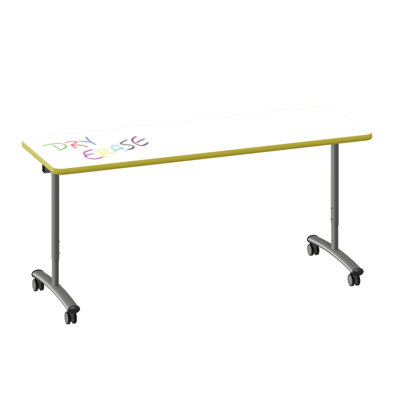 Premium Dry Erase Markerboard Top Flip Top Table White Wood Laminate