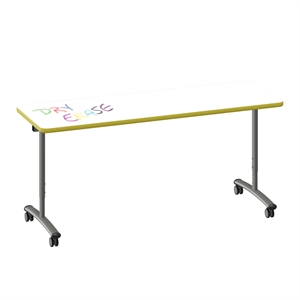Premium Dry Erase Markerboard Top Flip Top Table White Wood Laminate