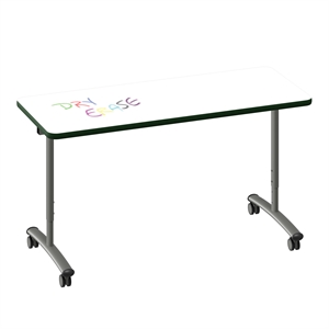 Premium Dry Erase Markerboard Top Flip Top Table White Wood Laminate