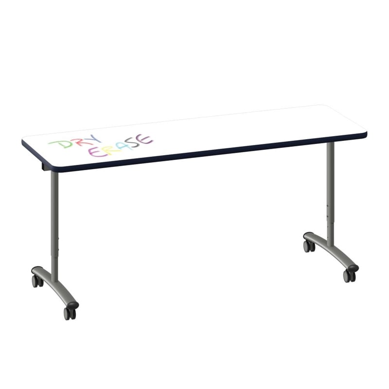 Premium Dry Erase Markerboard Top Flip Top Table Frosty White Wood Laminate