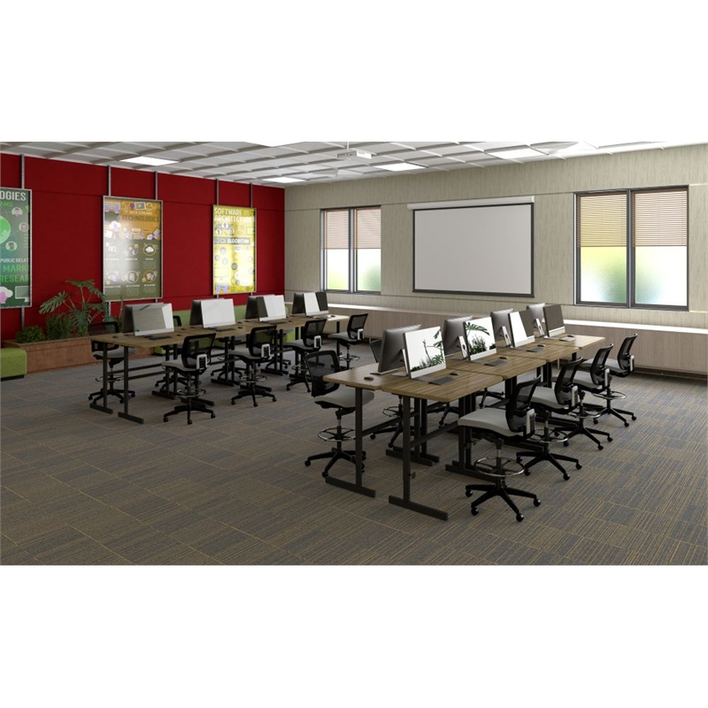 Adjustable Height High-Pressure Top Computer/Student Desks Maple Wood Laminate