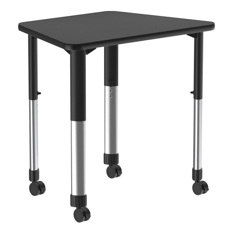 Commercial Thermal Fused Wood Laminate Top Collaborative Desk With Casters Black