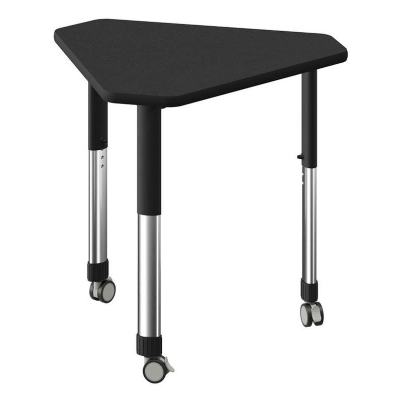 Commercial Thermal Fused Wood Laminate Top Collaborative Desk With Casters Black