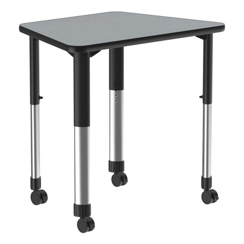 Commercial Thermal Fused Wood Laminate Top Collaborative Desk With Casters Gray