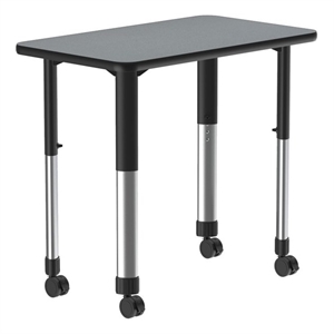 Commercial Thermal Fused Wood Laminate Top Collaborative Desk With Casters Gray