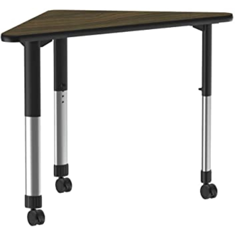 Commercial Thermal Fused Wood Laminate Collaborative Desk With Casters Walnut