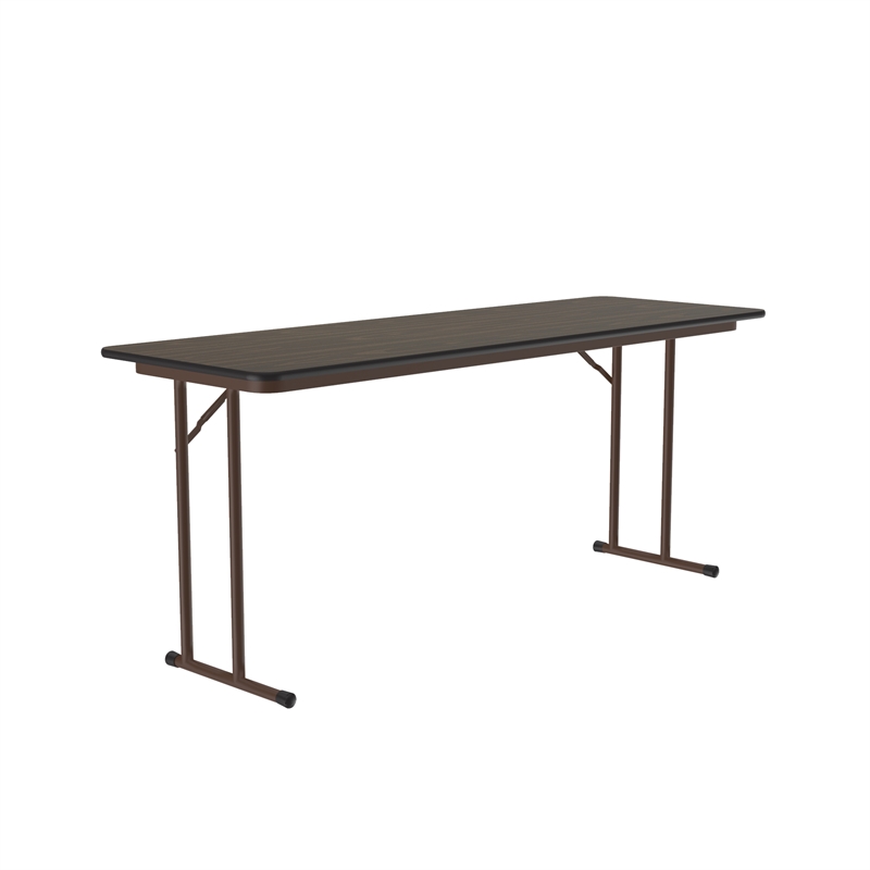 Correll 24x60 Laminate Folding Seminar Table with Off-Set Leg in Walnut