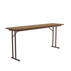 Correll 18x60 Laminate Folding Seminar Table with Off-Set Leg in Medium Oak